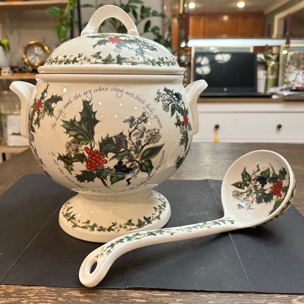 Portmeirion The Holly and The Ivy Footed Large Tureen with Lid & Ladle -NEW